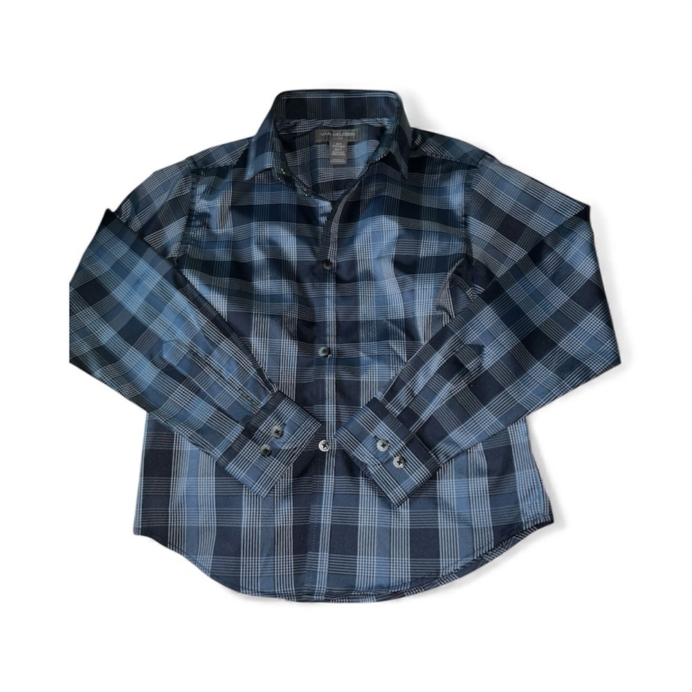 Kids Van Heusen Navy Checkered button down Shirt